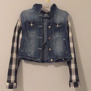 Plaid Sleeved Jean Jacket